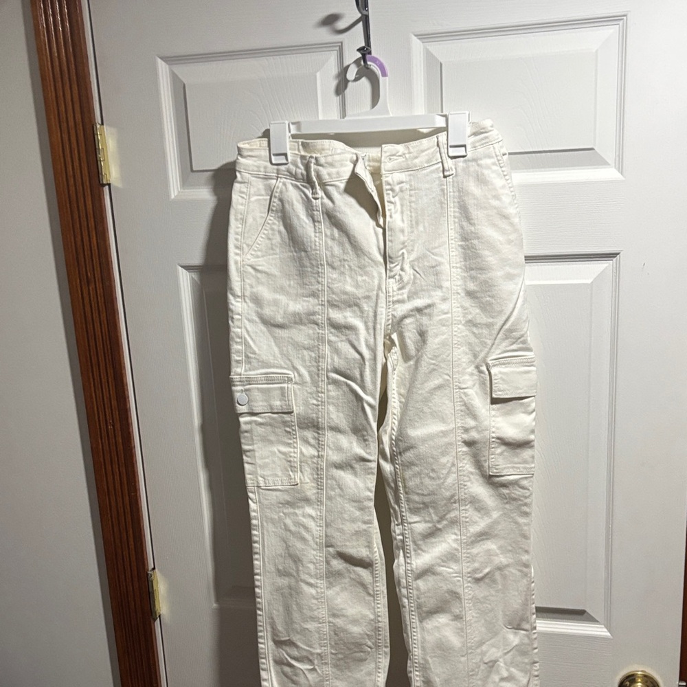 Judy Blue Cream Cargo Jeans - Women's Utility Style